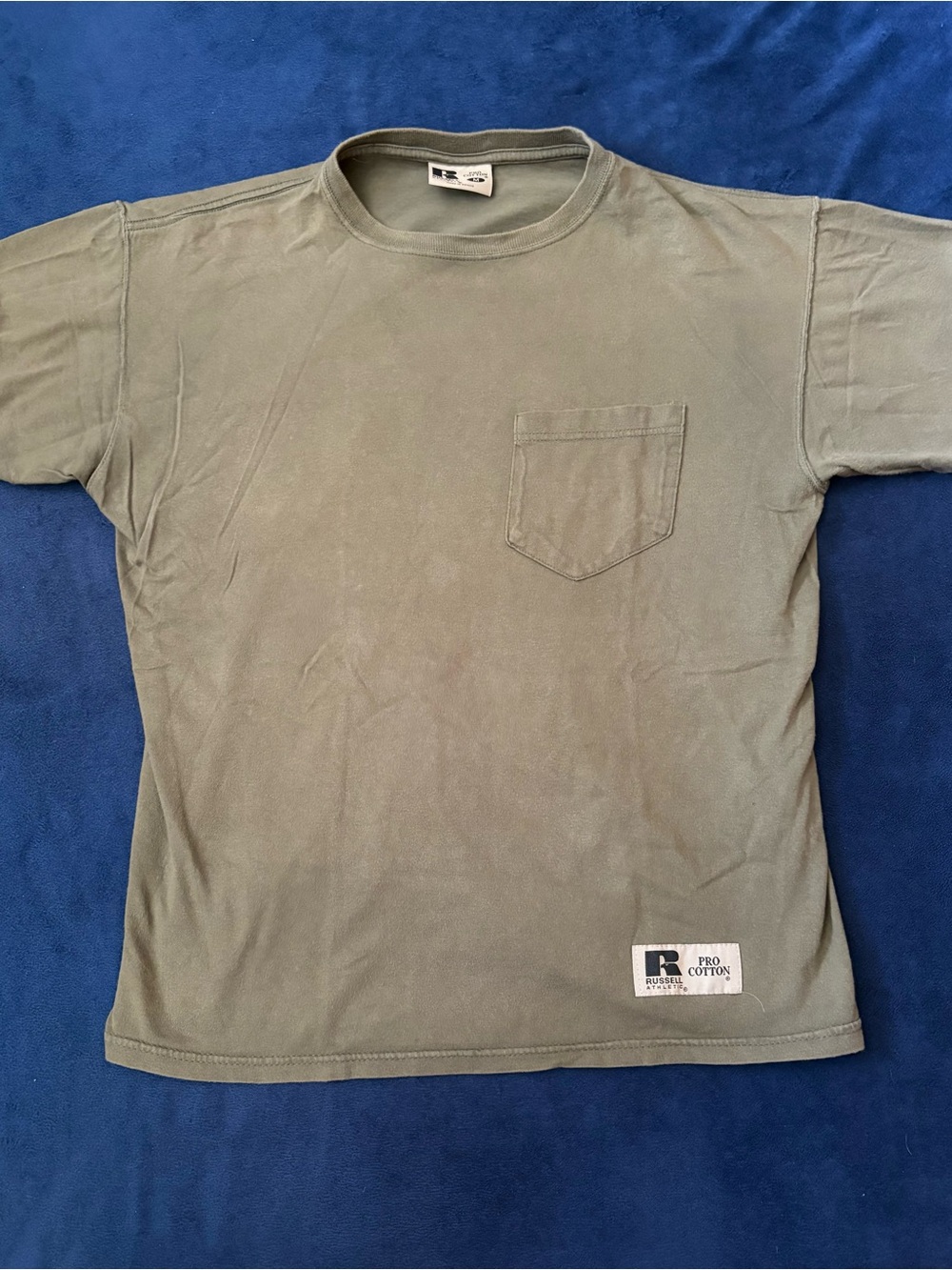 Russell Athletic Pro Cotton Men’s Olive Pocket T-Shirt